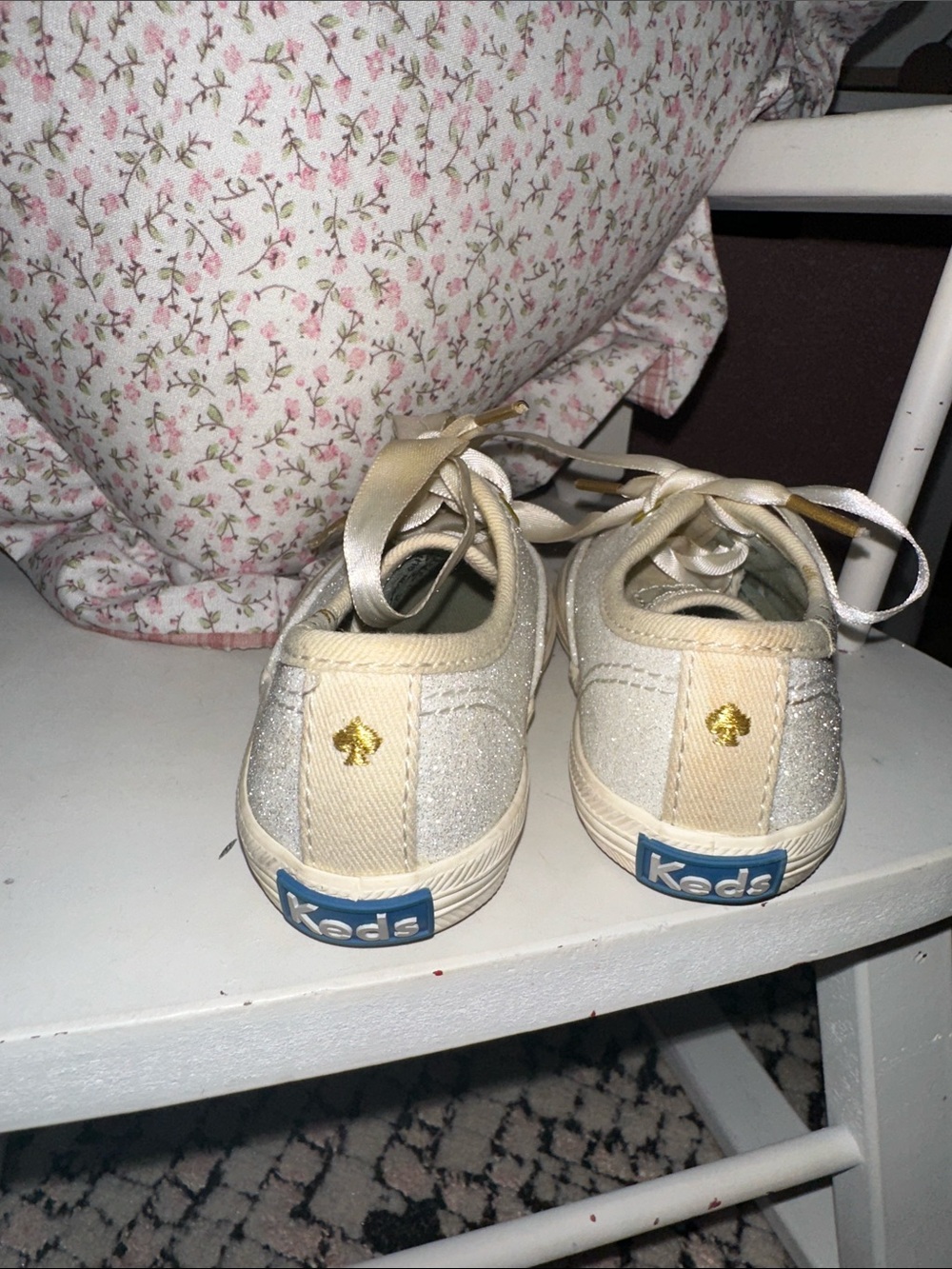 Kate Spade Champion Glitter Ribbon-Lace Baby Girl Sneakers in Cream - Picture 4 of 6